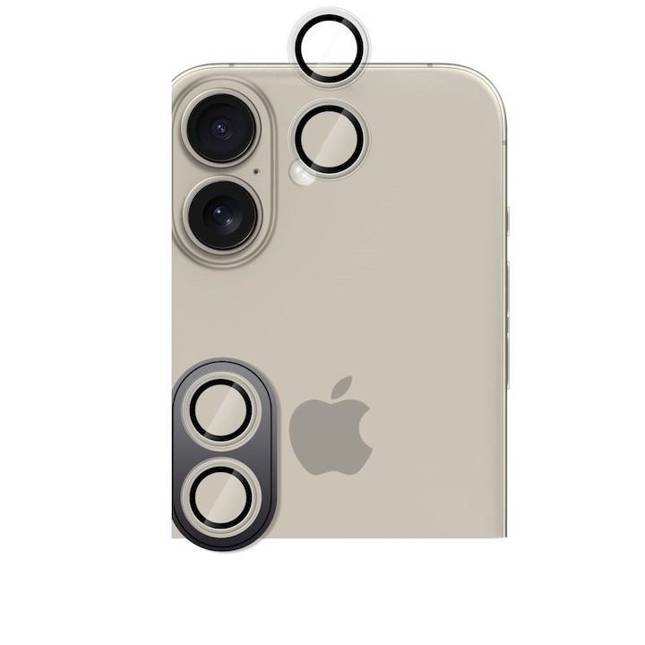 2 db HOFI CamRing kameraüvegvédő készlet, amely kompatibilis az iPhone 16 / 16 Plus Clear készülékkel