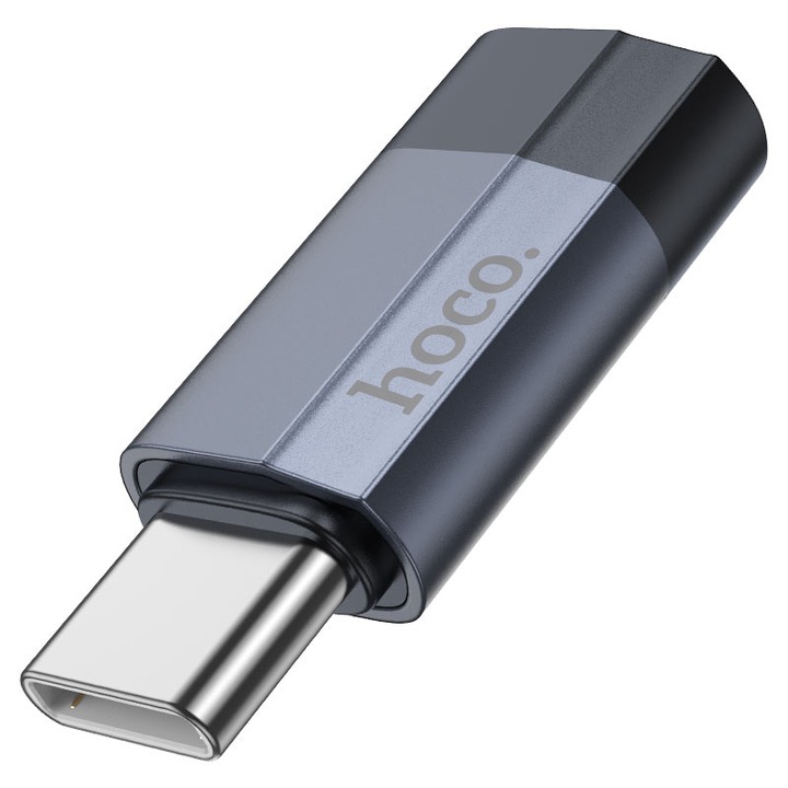 Адаптер Lightning към Type-C, Hoco UA29, металик, черен