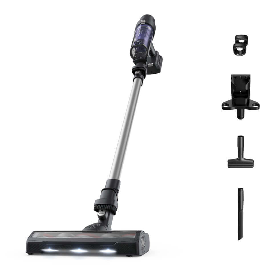Aspirator vertical Rowenta X-Pert 7.60 RH6A35WO, 140W, recipient de praf 0.44L, autonomie pana la 45 minute, filtrare 99%, perie cu LED, tehnologie ciclonica, violet & negru
