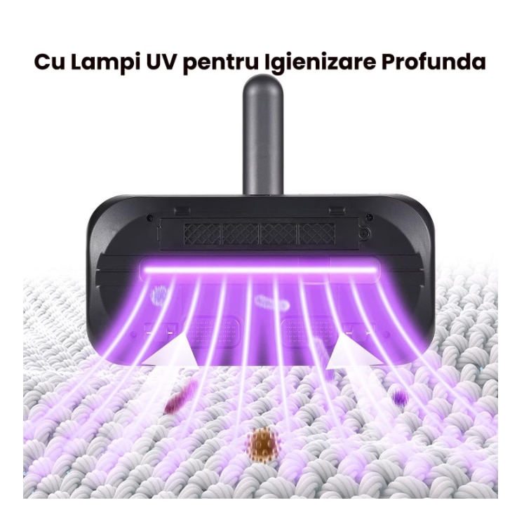 Aspirator Profesional Antiacarieni ATT® 2 in 1 Tehnologie UV, Putere de Aspirare mare de 8000pa, Filtru HEPA, Fara Sac si Fara Fir, 100W, Lumina UV pentru Curatare Avansata