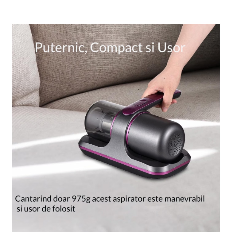 Aspirator Profesional Antiacarieni ATT® 2 in 1 Tehnologie UV, Putere de Aspirare mare de 8000pa, Filtru HEPA, Fara Sac si Fara Fir, 100W, Lumina UV pentru Curatare Avansata