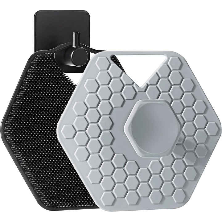 OEM Szilikon fürdőszivacs készlet, 2 hámlasztó súroló, fekete+szürke, minden bőrtípusra