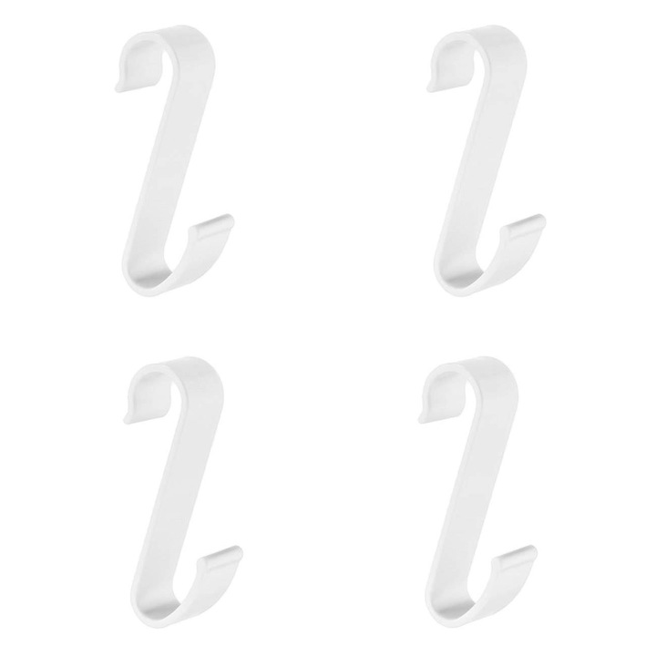 Carlige din plastic albe pentru usa 10.7cm - 4buc