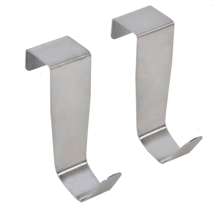 Set 2 carlige pentru usa Antbro® cu 1 agatatoare, moderne, din inox, gri, 9 cm