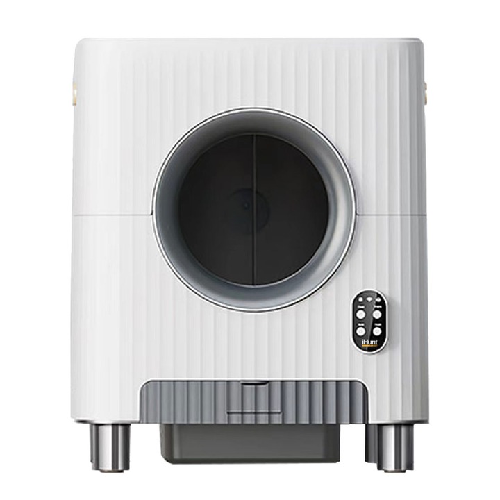 iHunt Smart Cat Litter V3 automata macskaalom, automatikus tisztítórendszer, automata ajtó, Deep-Clean környezeti érzékelők, iHunt Home alkalmazás, érintőképernyő, csendes működés, 10L, fehér