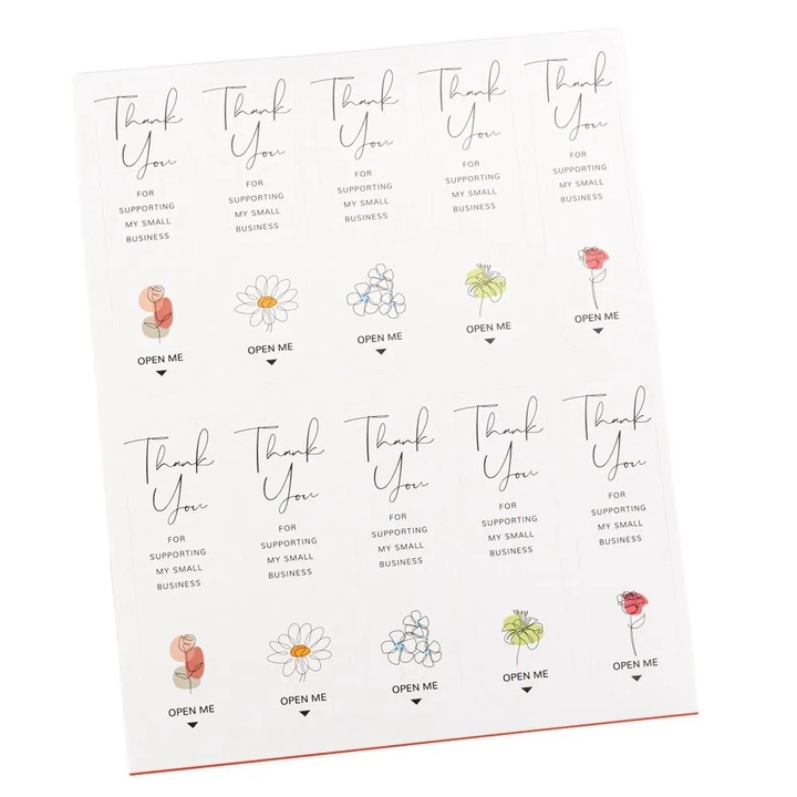 Stickere lungi ovale cu mesaj Thank you - model 2 (set 100 buc), Createur, 7 x 2 cm