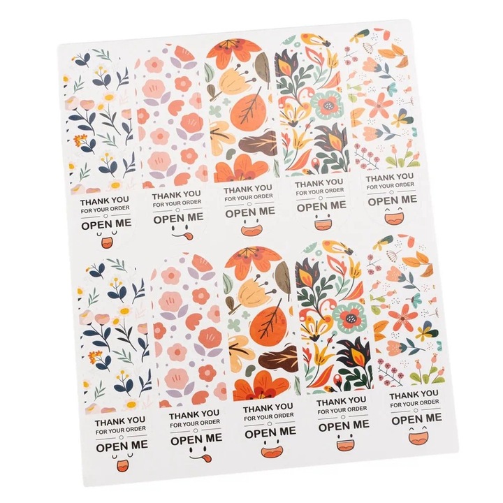 Stickere lungi ovale cu mesaj Thank you - model 1 (set 100 buc), Createur, 7x2 cm