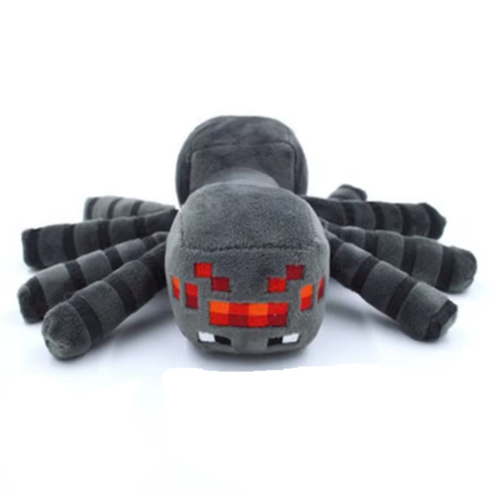 Плюшена играчка Minecraft паяк, VeliumCraft, 16 см, пухкава, детска, бяла