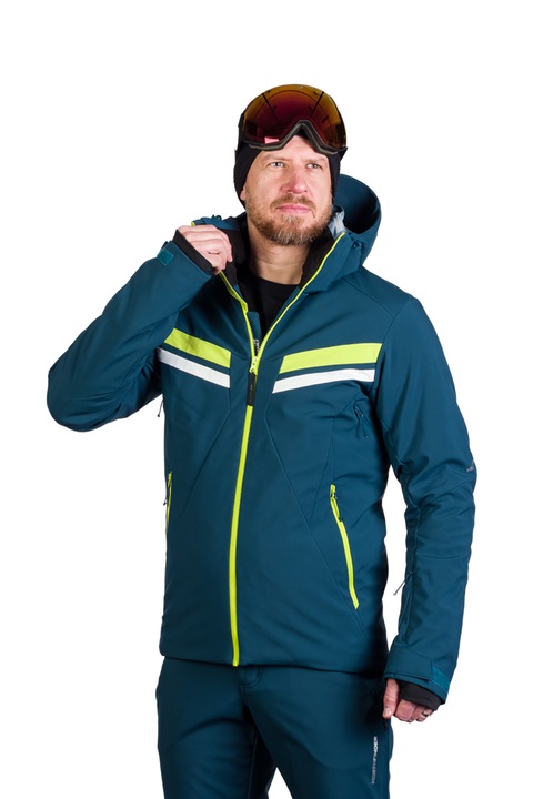 NORTHFINDER, Geaca cu gluga pentru schi, Verde neon/Albastru petrol