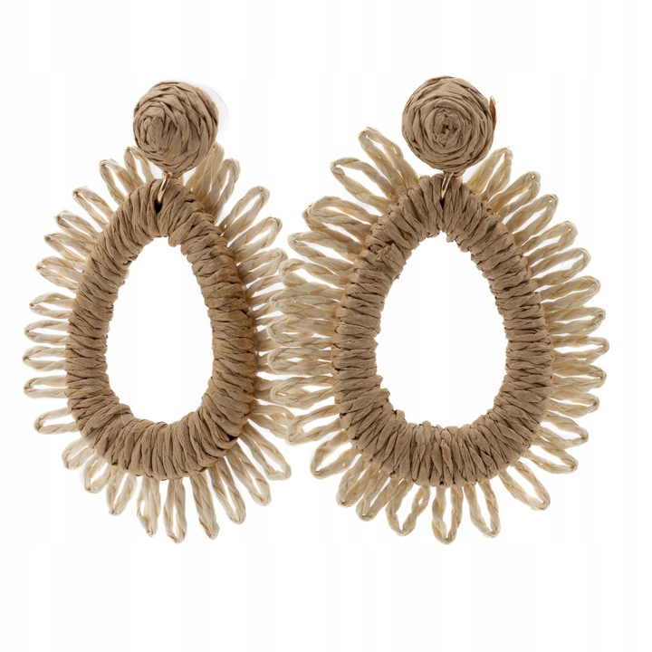 Cercei clasici, Little Angel, J758, rafia, bej