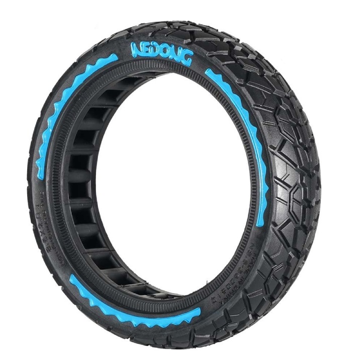 Anvelopa 8.5x2 inch plina offroad, cauciuc cu perforatii si design albastru, Ultrausoara, pentru trotineta electrica scuter Xiaomi Mijia M365/ M365 Pro/ Ninebot