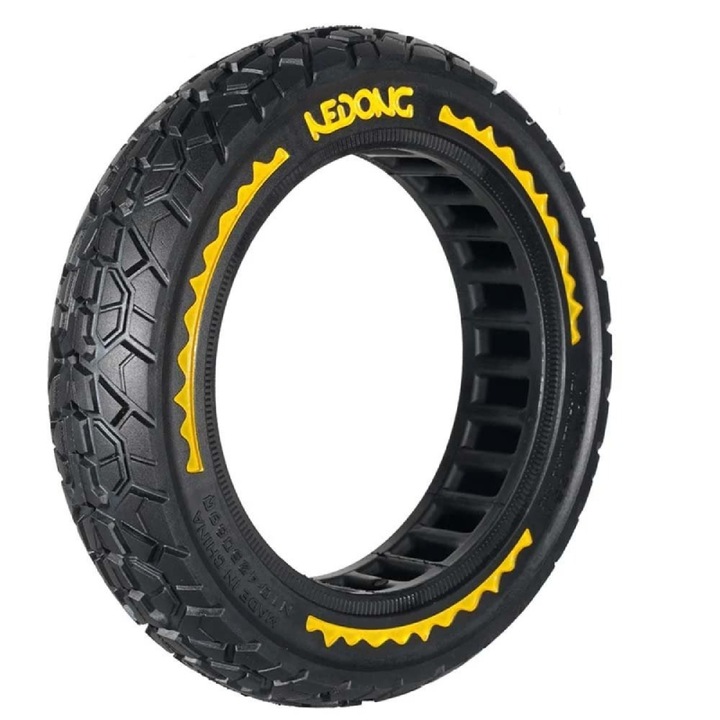 Abroncs 10×2,125-6,5 hüvelykes tömör off-road, gumi perforációval és sárga dizájnnal, Ultralight, elektromos robogóhoz kompatibilis Ninebot F20, Ninebot F25, Ninebot F25E II, Ninebot F25I