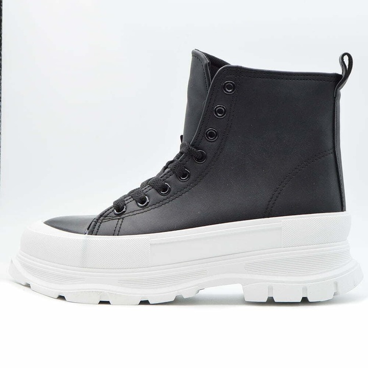 Ghete Dama MBrands cu talpa flexibila, Hi Top, culoare negru, material impermeabil, Negru