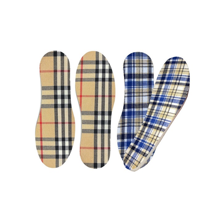 Set 2 perechi branturi spuma cu memorie, design scotian tartan, 37-26 EU