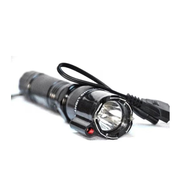 Lanterna Cu Laser Si Electrosoc Pentru Autoaparare ATT®, Din Aluminiu Cu Incarcator