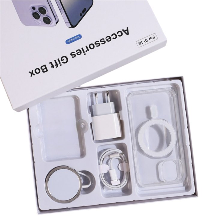 5 az 1-ben töltőkészlet Apple 13-hoz, leesésgátló, 5000 mAh, fehér, 25x20x5cm