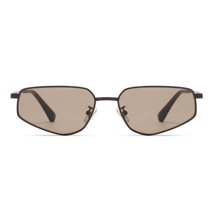 Trendy Ochelari de soare pentru femei, tanar modern, HD Nylon Lens, UV400, Placare de cafea mata, Structura Full-rim, PU Ochelari de soare, Panza de ochelari, Surubelnita pentru ochelari，58-17-147