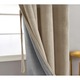Set doua draperii catifea full blackout, grej, lucrat pe inele tip capse, 2x350x270 cm
