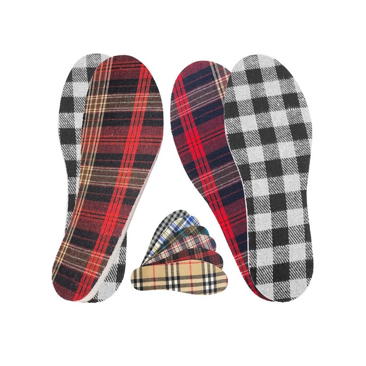 Branturi din spuma cu memorie, design tartan, gri inchis, 36-18 EU