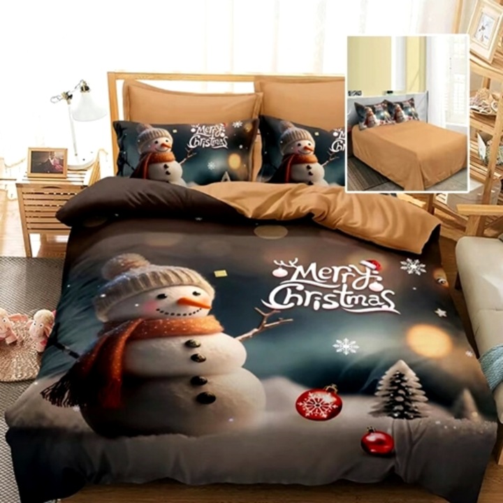 Lenjerie de pat Craciun, finet, 6 piese, pentru pat dublu, multicolor, Ralex Pucioasa, LDP-MC-100121