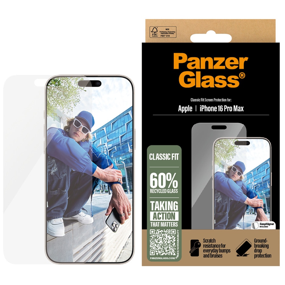 Folie de protectie Sticla PanzerGlass Classic Fit pentru iPhone 16 Pro Max