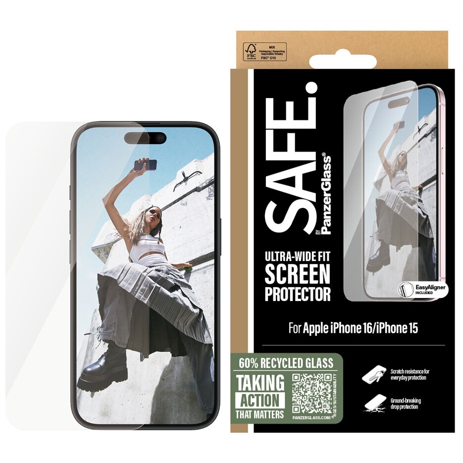 Folie de protectie Sticla PanzerGlass Safe UWF pentru iPhone 16