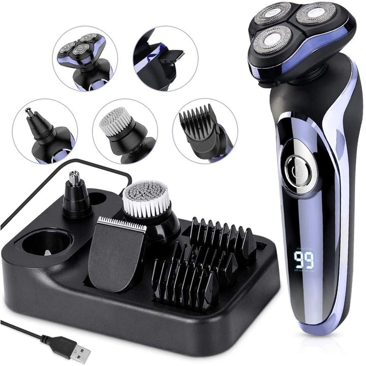 Aparat de ras electric, 4-in-1, Nano SkinGlide, SteelPrecision, waterproof, negru