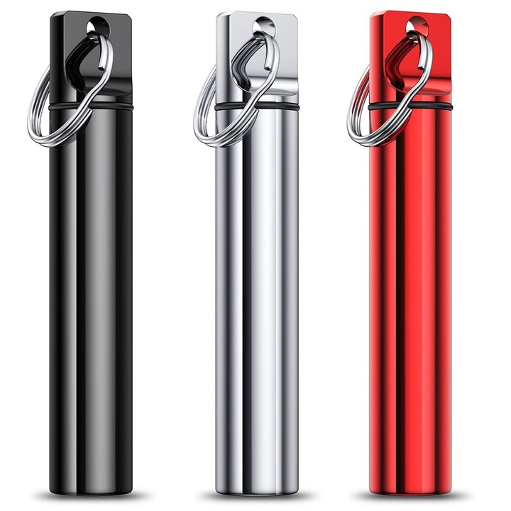 Комплект от 3 кутии за клечки за зъби, алуминиеви, червени/черни/сребърни, 9,7x17 см