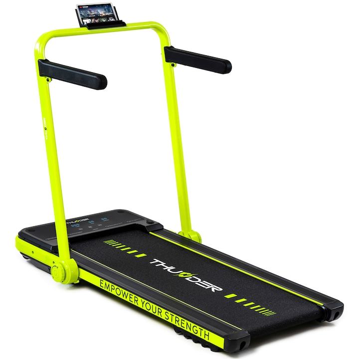 Електрическа бягаща пътека, Thunder, Impact-Lime, Bluetooth, максимална скорост 12 км/ч, максимално натоварване 130 кг, зелен лайм