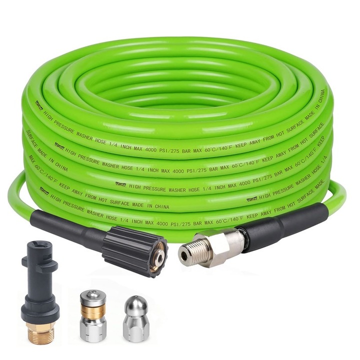 Magasnyomású mosó tömlő, Ufixed, 15m, G3/8, M22, Kärcher adapterkészlettel és 2 db vízi egérrel