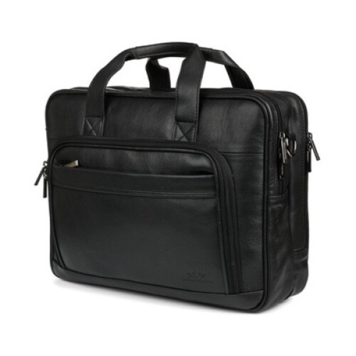 Geanta pentru laptop, Beltimore, M56, Piele naturala, 15.6", Negru