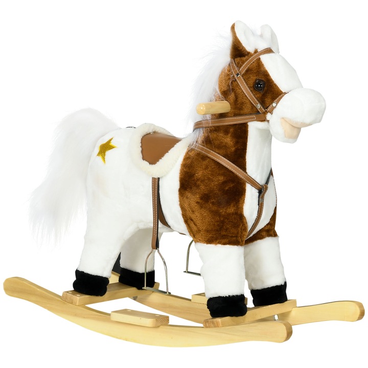 Детска люлка, cavalo a dondolo, 68x26x62см, звуци, кафява, за 3-6 години