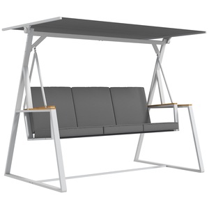 Leagan de gradina, Outsunny, otel, 205x130x175 cm, gri inchis