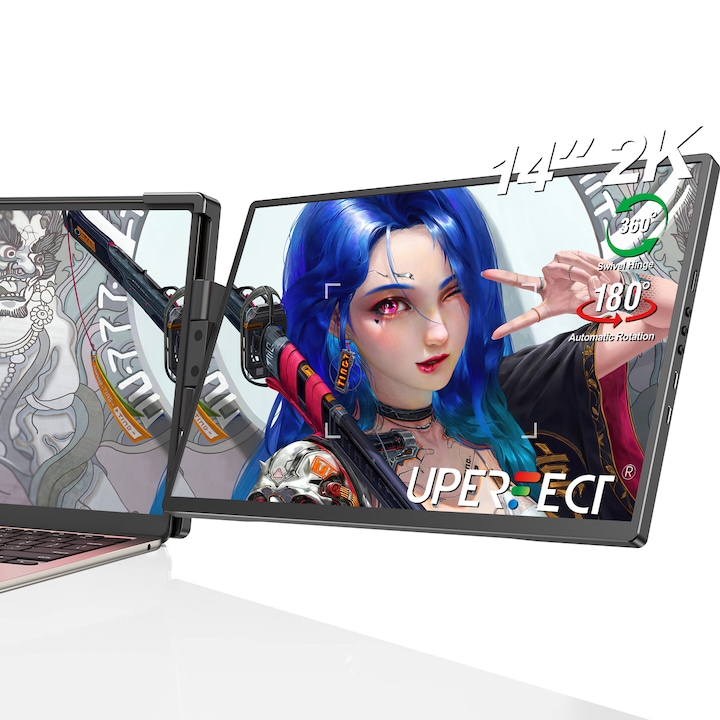 ПЕРФЕКТЕН 14" 2k QHD преносим монитор, 2240x1400, 1200:1, IPS, за лаптоп