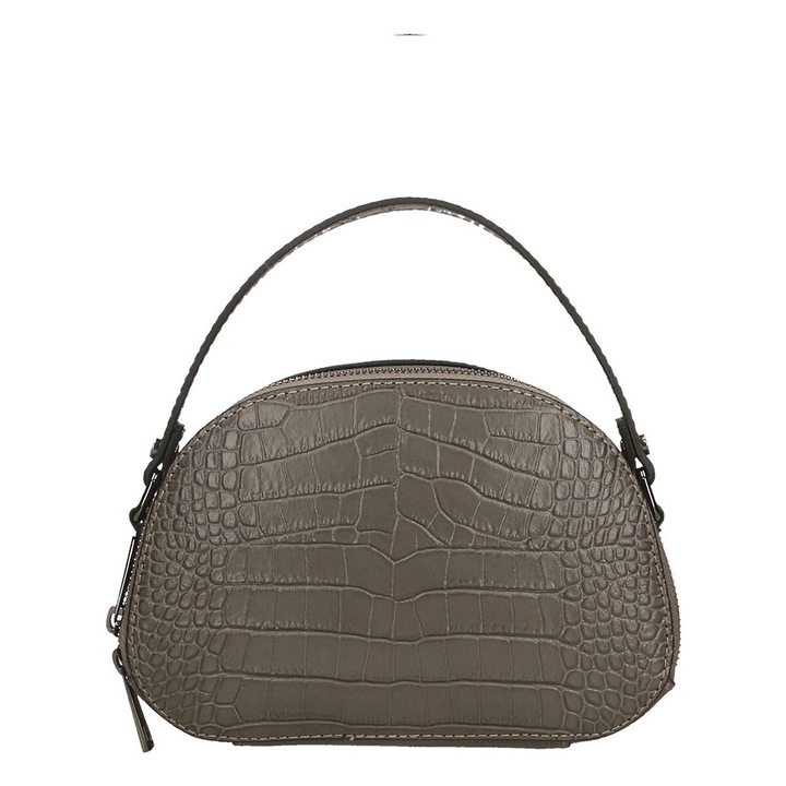 Gave Lux, Geanta crossbody de piele cu aspect de piele de crocodil, Gri