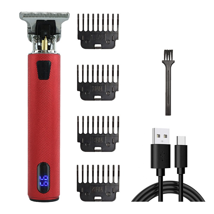 QttvbTna nyírógép, T-Titanium penge, erős motor, LED kijelző, nagy akkumulátor, fekete