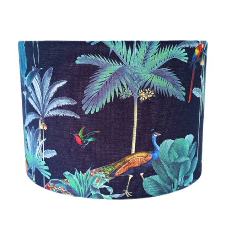 Pavo Abajur handmade Paralumi Creations 40x25cm, Exterior din bumbac, Interior din PVC alb, Pentru lustra