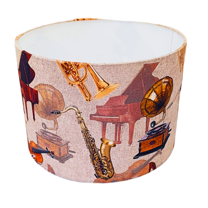 Piano Abajur Handmade Paralumi Creations, 40x25cm, Exterior din bumbac, Interior din PVC alb, Pentru lustra