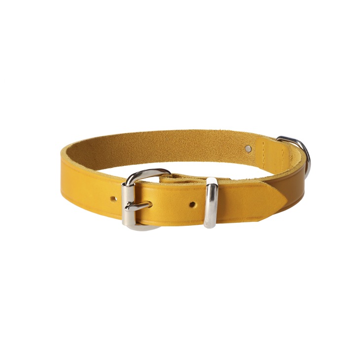 Zgarda pentru caini, Natural Soft Leather, din piele, maron deschis, L 2.5x60cm
