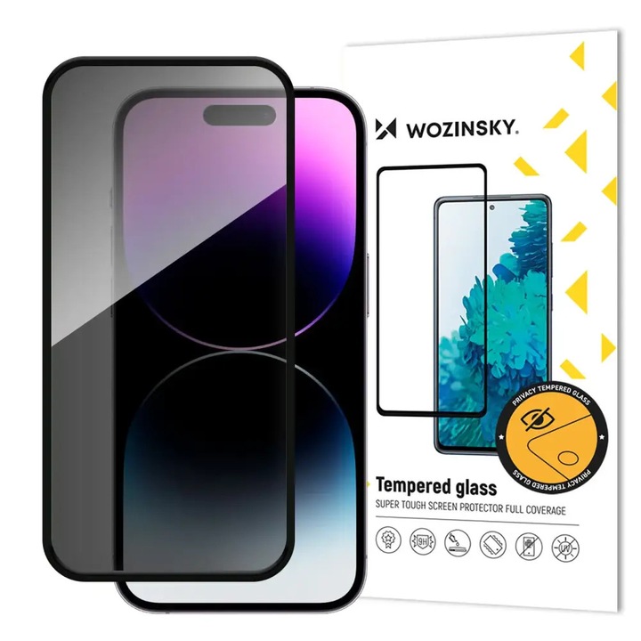 Folie sticla WOZINSKY Privacy compatibila cu iPhone 16 Pro Black