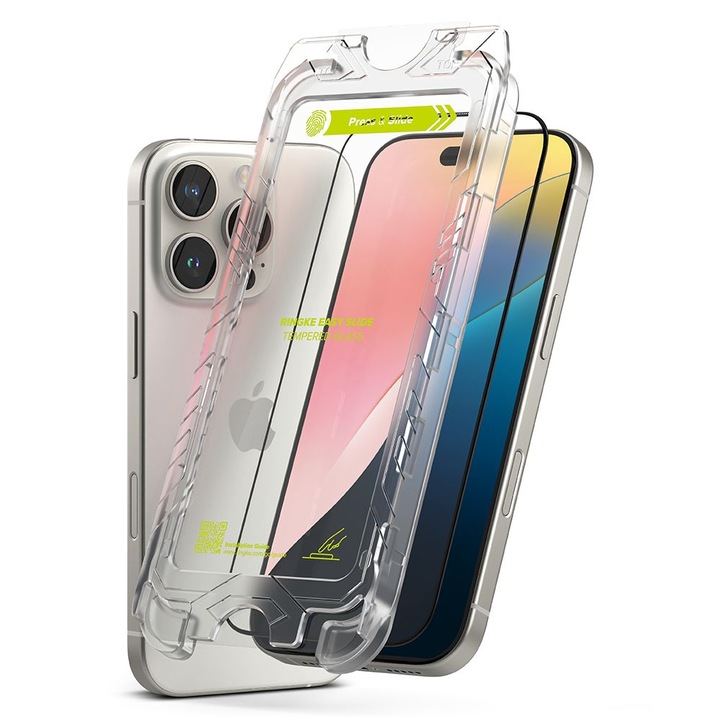 Ringke iPhone 16 Pro Max Easy Slide prémium edzett kijelzővédő 9H üvegfólia felhelyezési sablonnal (