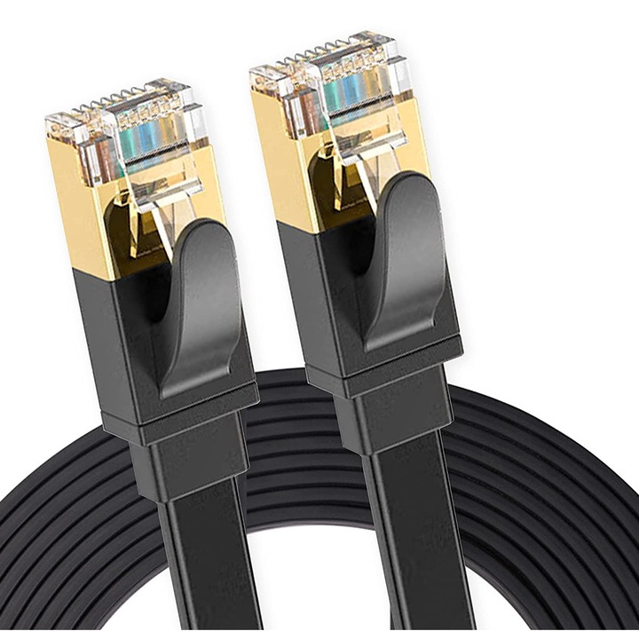 Cablu de retea CAT8, Cablu Ethernet de Internet, mufat RJ45, 20m, Negru