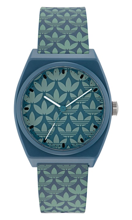 Часовник Adidas PROJECT TWO GRFX, син, кварцов механизъм, водоустойчивост 5 ATM, 38x10 мм