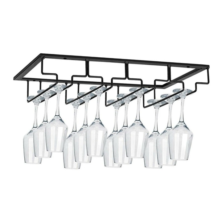 Fém borospohártartó tároláshoz, fekete