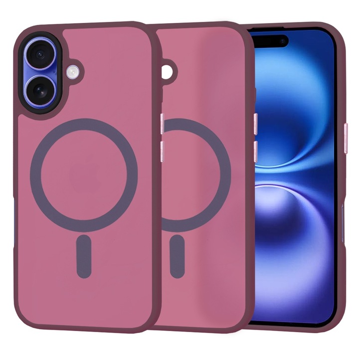 Apple iPhone 16 Daden® HaloFrost tok, MagSafe, ütésálló, prémium minőségű, bordó
