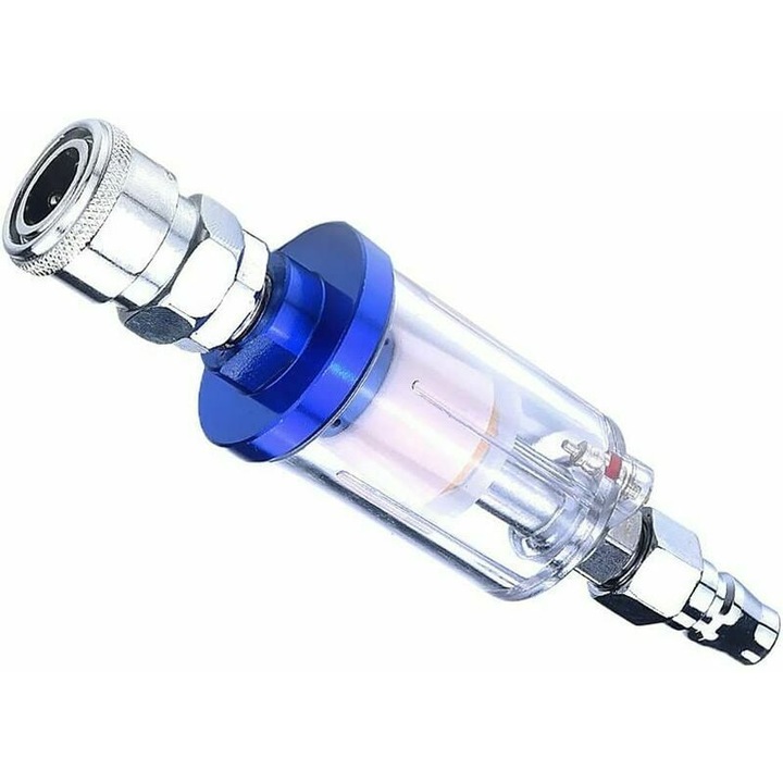 Filtru separator ulei-apa pentru compresor de aer si pistol de vopsit, Mmgoqqt, albastru/argintiu, 150x45mm