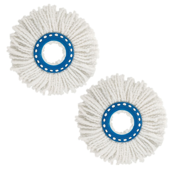 Set de 2 capete de schimb pentru mop Clean Twist Disc Mop, Amrinugl, microfibra, absorbant, ideal pentru pardoseli din piatra, 30x30cm