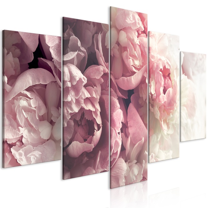 Tablou canvas Artgeist, Premium print - Vintage Peonies, 5 piese, Wide - 200 x 100 cm
