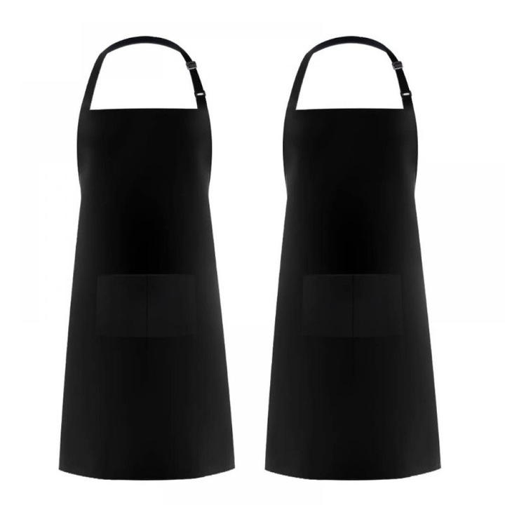 Sort bucatarie impermeabil, 2 buc, negru, 85x69cm, buzunare, reglabil