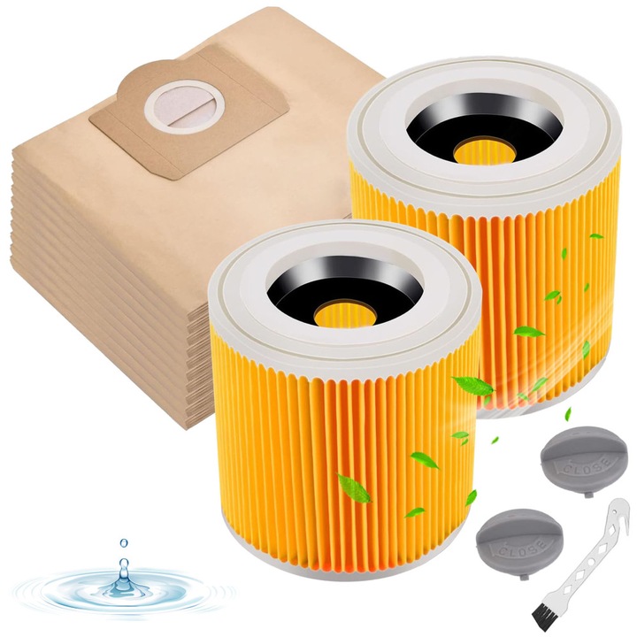 Filtru aspirator umed-uscat Enforose pentru Karcher WD3, eficienta ridicata, reutilizabil, usor de instalat, 0.3 microni